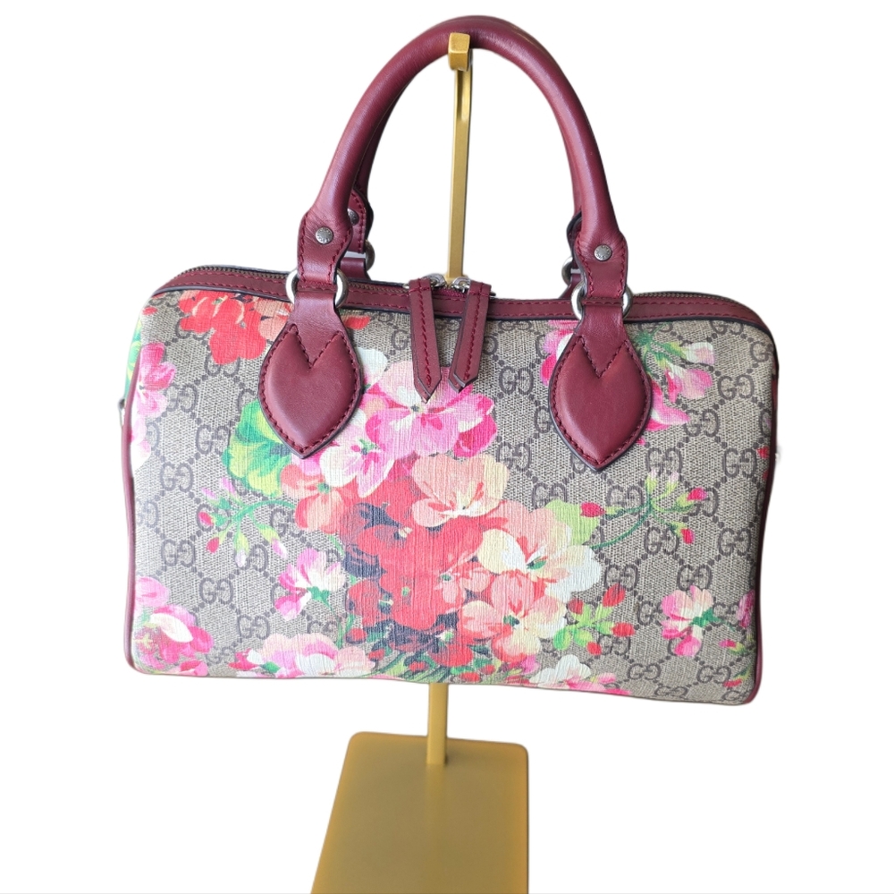 🚫SOLD‼️GUCCI🚫 GG Supreme Monogram Blooms Small Top Handle Bag in Antique Rose - Picture 2 of 13